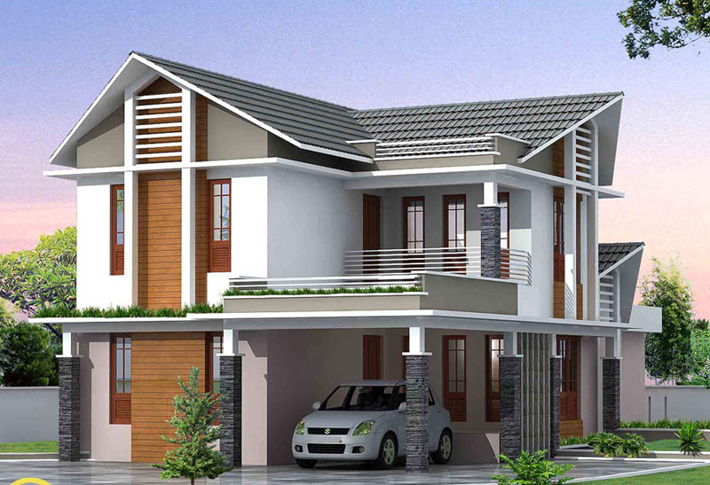 Villa exterior with car porch